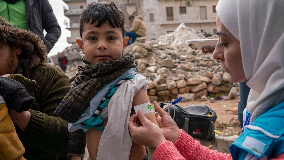 Erdbeben Syrien Kleinkind Gesundheit Untersuch Mangelernaehrung