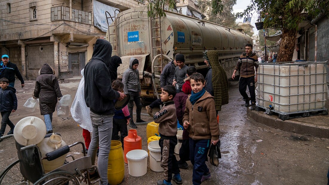 Erdbeben Syrien Aleppo Trinkwasser LKW Hilfslieferung