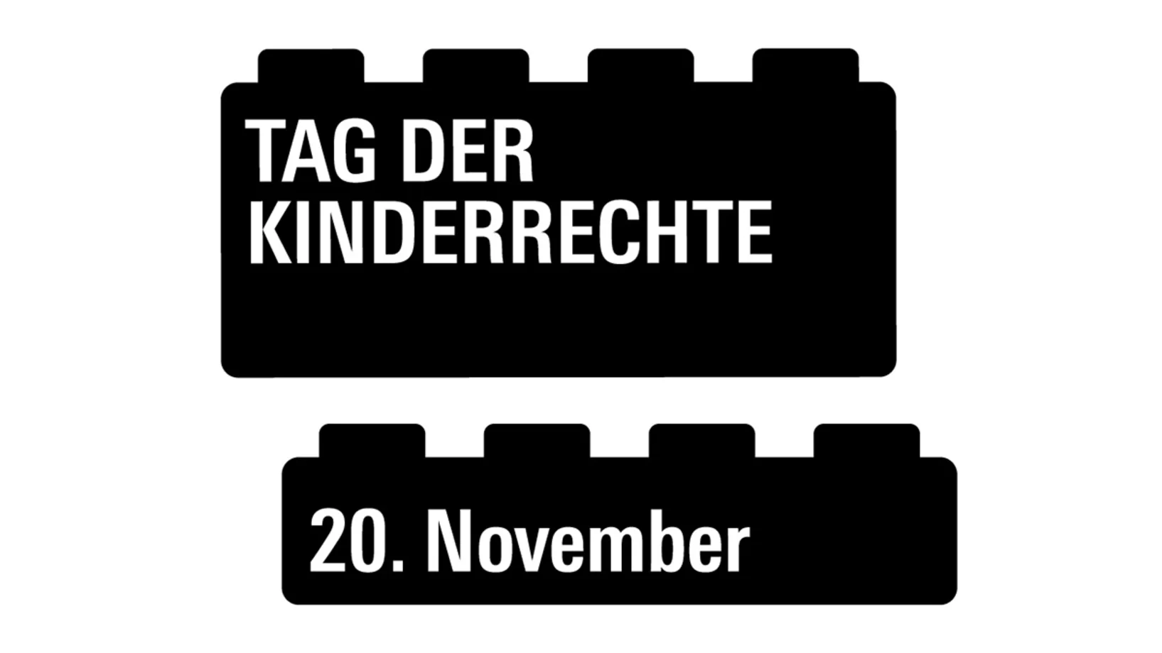 Schwarzer Block mir weisser Schrift "Tag der Kinderrechte am 20. November".