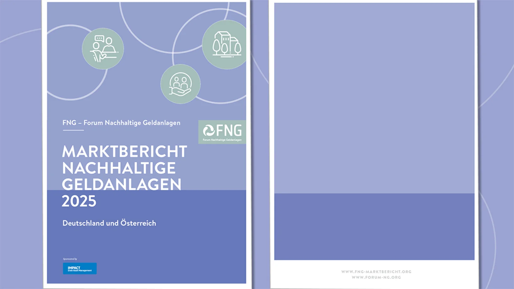 Das Deckblatt eines lilanen Dokuments.