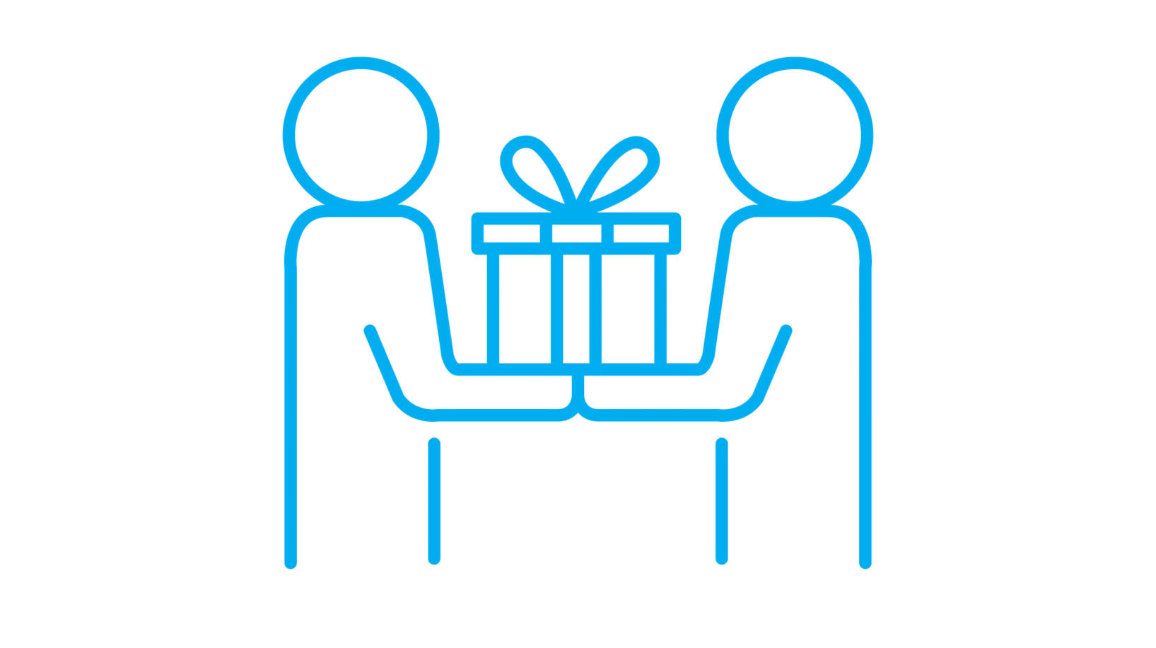 Zwei Menschen mit Geschenk