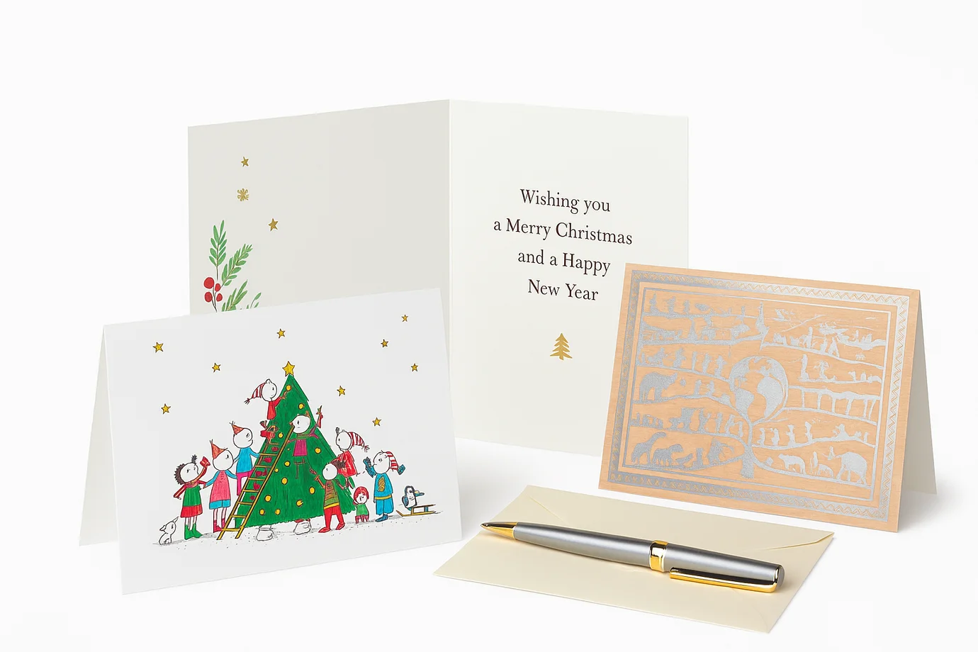 Einzelkarten für Weihnachten - mit Eindruck