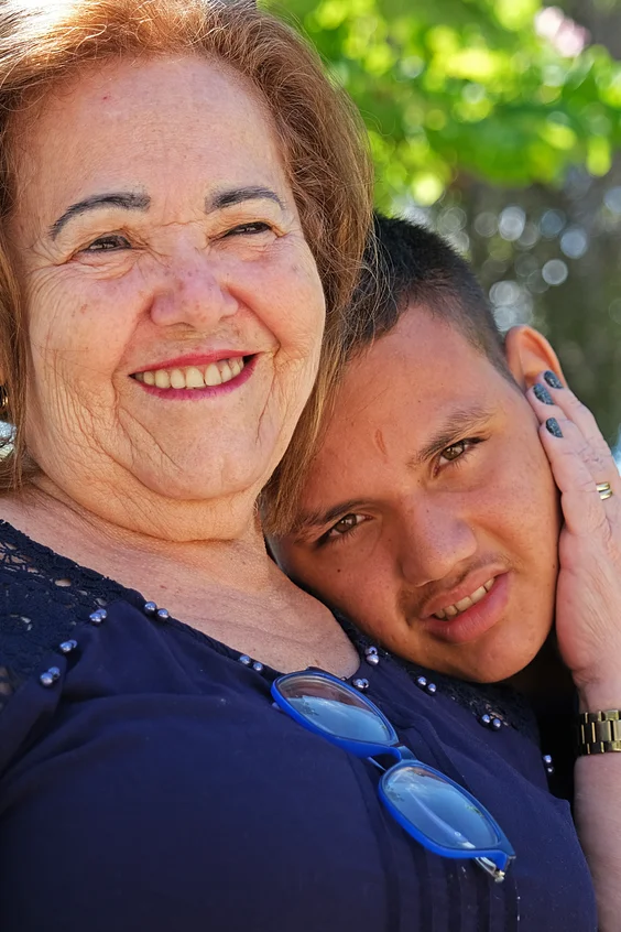 Mère et son fils de quatorze ans à Pernambuco, Brésil.